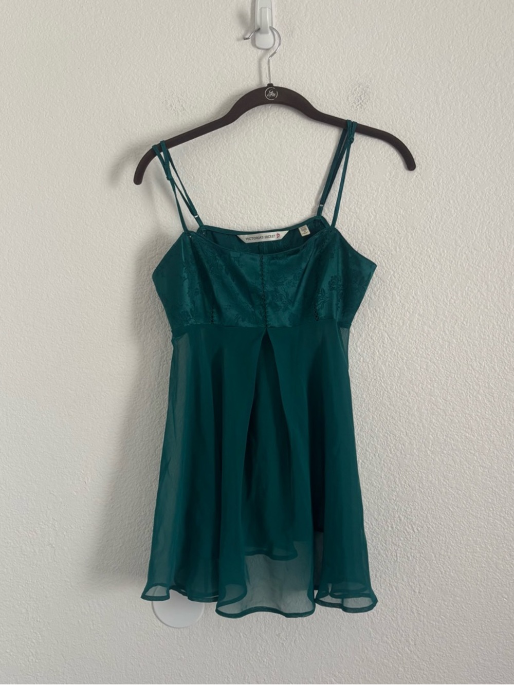 Victoria's Secret Vintage Size XS Emerald Green Babydoll Chemise Slip Dress